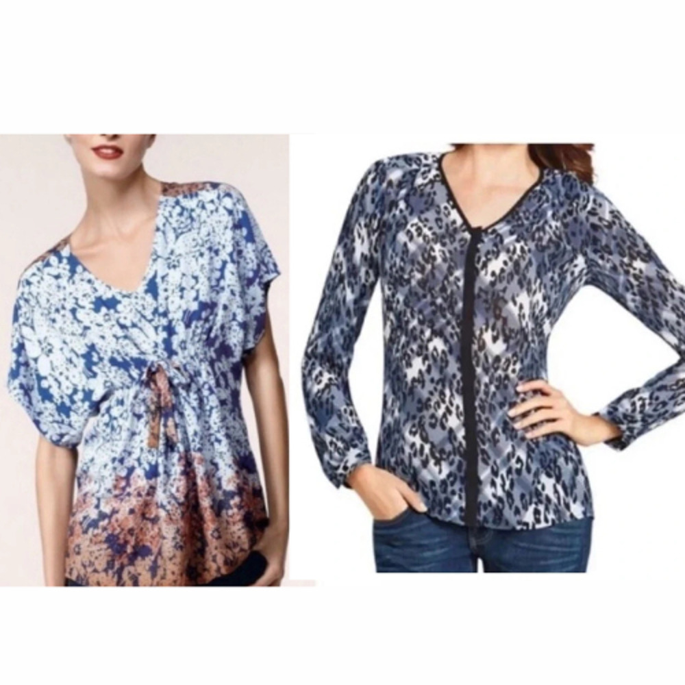 Y2K CAbi Hippie Tunic Top Size XS Ombre Sheer Leopard Style# 891 -977 Lot of 2